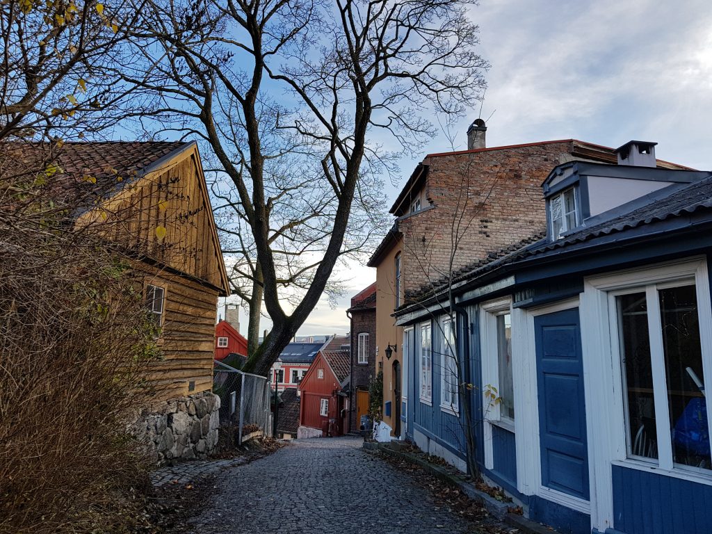 Malerische Häuser in der Darmstreded in Oslo